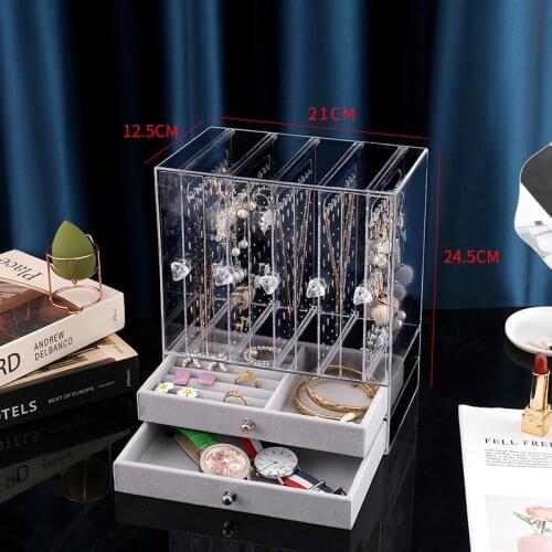 Earrings Necklaces Jewelry Storage Box Transparent Large Capacity Hair Accessories Hand Jewelry Dressing Table Display Shelf