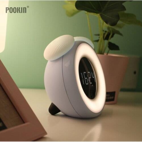 3 Colors Mushroom Fungus Wake Up Alarm Clock LED Charging Light Touch Sensor Time Display Dimmer Body Recognition Nightlight