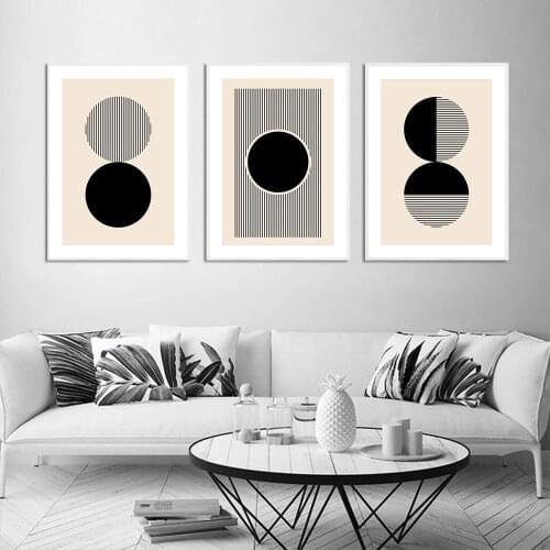 Black Geometry Wall Art Print Poster Abstract Lines Stripes Canvas Painting Sun Posters Nordic Wall Pictures Living Room Decor
