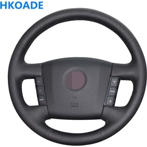 DIY Hand-stitched Black Comfortable Artificial Leather Car Accessories Steering Wheel Cover For Kia Mohave Borrego 2008