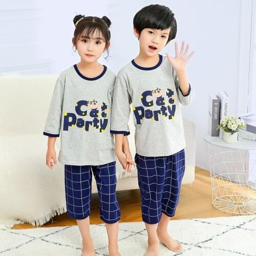 Boys Girls Pajamas Set Children Pyjamas Animals Cotton Kids Half Sleeves PijamaS Baby Sleepwear Teen Girls Clothing Nightwear