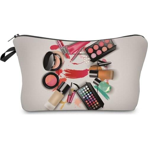 Dropshipping Waterproof Makeup Organizer Korean Style Women Makeup Bag Pouch Toiletry Bag solid travel cosmetic bag with prints