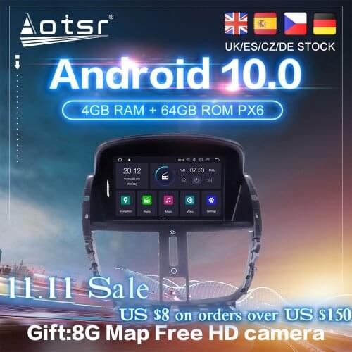 DSP Android 10.0 Car GPS Navigation DVD Player For Peugeot 207 2008-2014 Auto Stereo Radio Multimedia player Head Unit Recorder