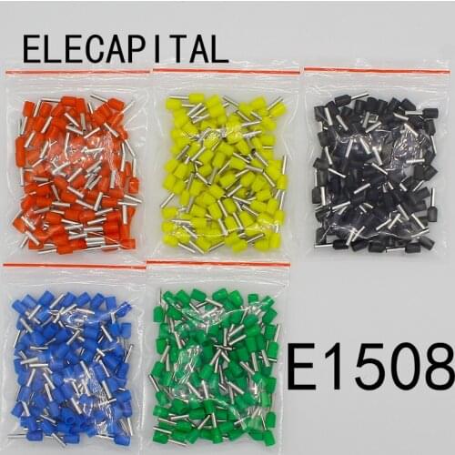 E1508 Tube insulating Insulated terminals 1.5MM2 100PCS/Pack Cable Wire Connector Insulating Crimp Terminal Connector E