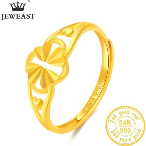 JLZB 24K Pure Gold Ring Real AU 999 Solid Gold Rings Elegant Shiny Beautiful Upscale Trendy Classic Jewelry Hot Sell New 2020