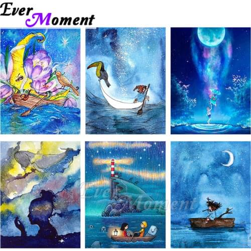 Ever Moment Diamond Painting Full Square Resin Drill Handmade Decoration Paint By Diamond Wall Art Cartoon Moon Picture ASF2278