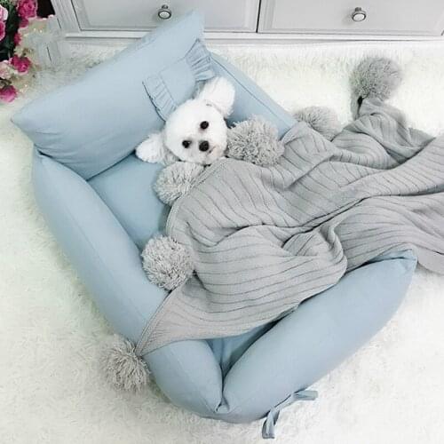 Pet Sofa Beds for Small, Medium Dogs & Cats - Puppy Dog Beds with Removable Washable Cover - Bolster Dog Beds, Nonskid Bottom