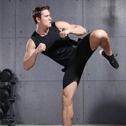 Men Compression Quick Drying T-Shirt Vest Sleeveless Stretch Gym Sports Tank Tops SAL99