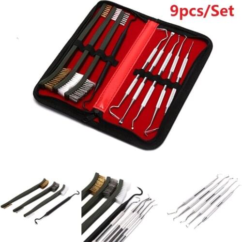 9pcs/Set weapon cleaning kit Universal Gun Hunting weapon Cleaning Kit Brush Gun Cleaning Set pick gun Tool