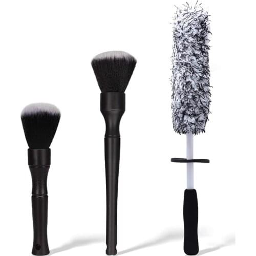 3Pcs Car Detailing Brush Set, Microfiber Wheel Brush, Ultra-Soft Cleaning Brush, Beauty Eye Shadow Brush,Tire Brush