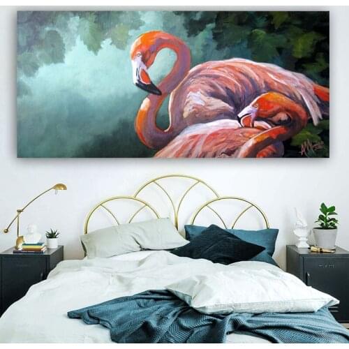 Nordic Style Modern Canvas Art Abstract Flamingos Sleeping Picture Animal Painting For Living Room Wall Prints on Cuadros Decor