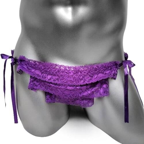 Novelty Sissy Sexy Lingerie Briefs Underwear Lacework See through Floral Lolita Gay Men Underpants Cute Panties For Sissy