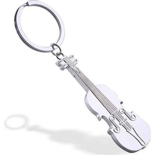 New classic metal guitar keychain male charm musical instruments keychain female cute car keychain bag pendant gift jewelry