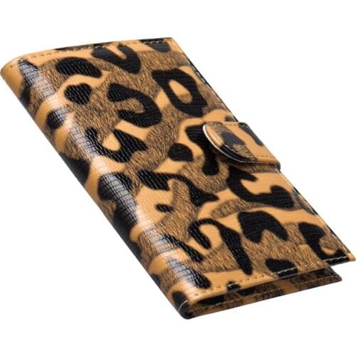 Yellow Leopard pattern buckled card standard size passport cover waterproof solid pu leather passport holder with traveling