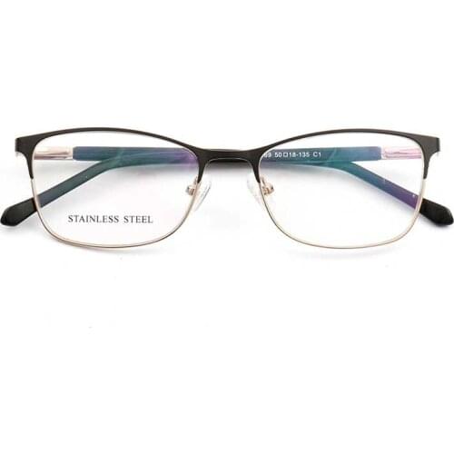 YOUTOP Males Fashion Cateye Square Half-rim Eyeglasses Striped Stainless Steel eyewear Anti-Bule Ray Frame F069