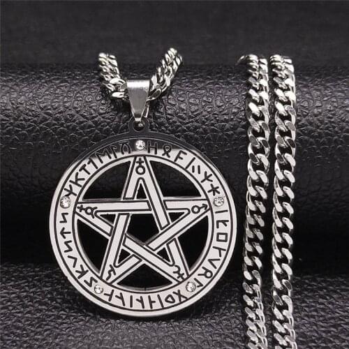Crystal Stainless Steel Virgin Divination Letter Necklace Witchcraft Astrology Pentagram Necklaces Jewelry collier N2253S03
