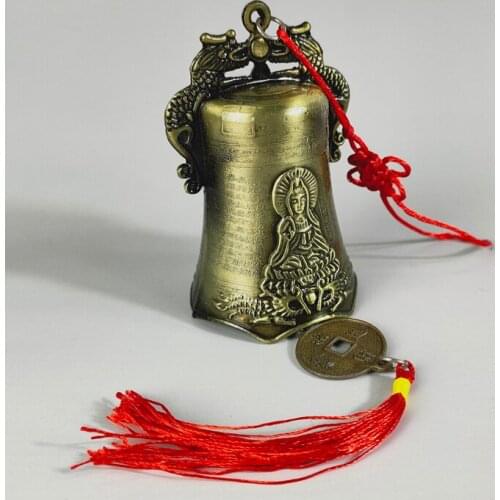 Elaborate Chinese Collectible Home Decoration Metal Tibetan Buddhism Temple Auspicious Bell Statue
