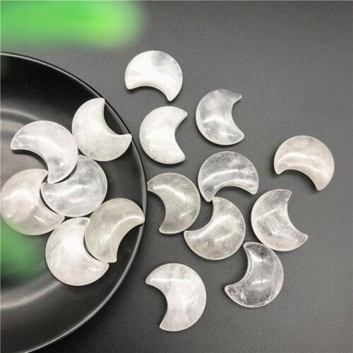 Drop Shipping Natural White Quartz Crystal Stone Moon Shaped Meditation Healing Polished Gifts Natural Stones And Crystals