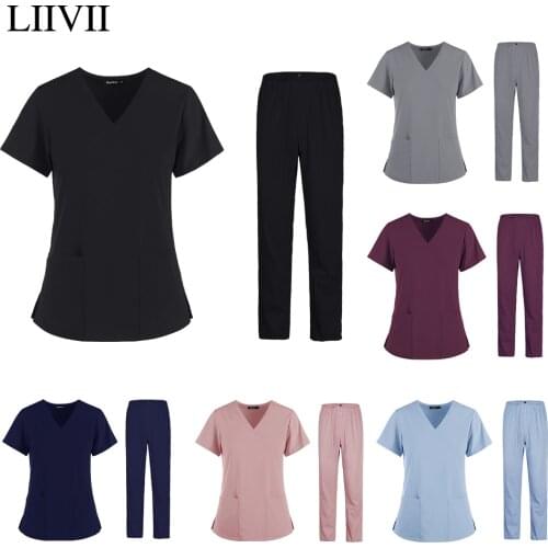 Beauty salon Work uniforms Short-sleeved Health services suits working shirt tops/Suits summer pet scrubs costume women clothes