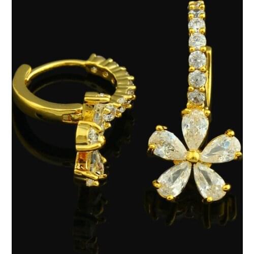 Luxury Cubic Zirconia Earrings Gold Color Flower Hoop EarringsAfrican/Middle east /Arabic For Women
