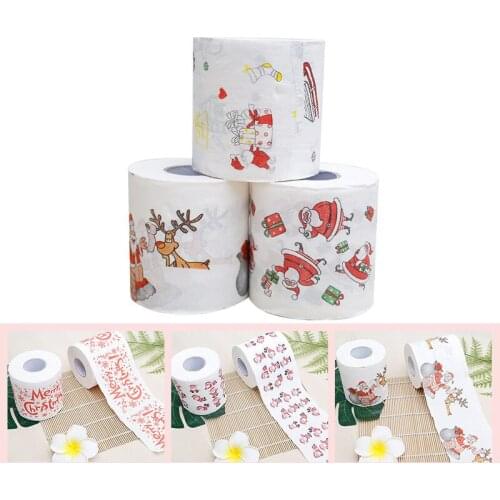 Christmas Toilet Roll Paper Santa Claus Bell Printing Tissue Paper for Home Kitchen Bathroom Christmas Decoration Party Supplies