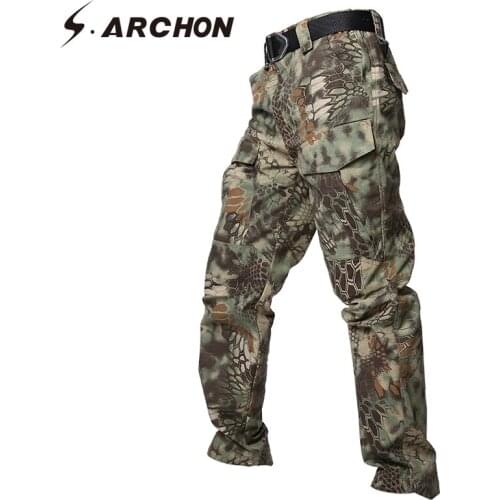 S.ARCHON Military Camouflage Tactical Pants Men Rip Stop Waterproof Army Combat Pants Male Soldier Airsoft Cotton Cargo Trousers
