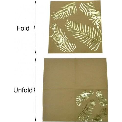 Bronzing Palm Leaves Square Soil Resistant Napkin Party layout printed napkins Disposable Paper plate cup Decorate Accessories