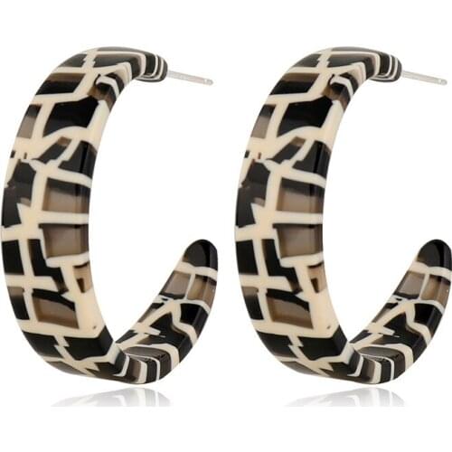 Retro Acrylic Earrings Leopard Print Popular Simple Temperament C-type Earrings Korean Version Earrings Ear Rings for Women