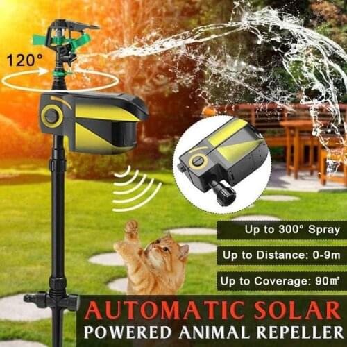 Solar Automatic Garden Sprinklers Watering Grass Lawn Rotary Nozzle Rotating Water Sprinkler System Animal Repellent