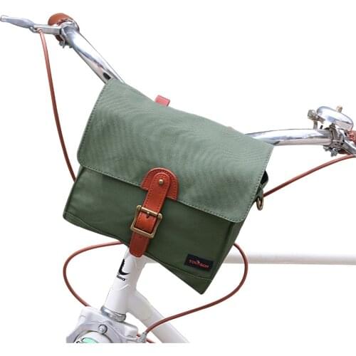 Tourbon Bicycle Handlebar Bag Pack Front Tube Basket Pannier Messenger Bag Outdoor Accessories Green Waxed Waterproof Canvas