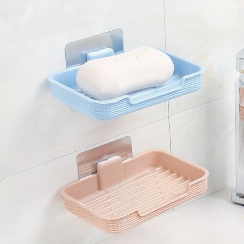 TCHY 1pc Plastic Bathroom Soap Dish Case Holder Draining Container Non-slip Stick Soap Box for Bathroom Home Kitchen Accessories