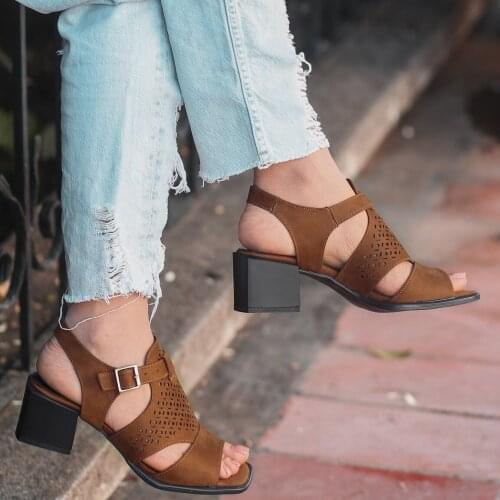 Tonar Leris Tan Suede High-Heeled Women 'S Shoes Spring Summer New Season Cool Comfortable Style Fashionable Casual Street Fashion