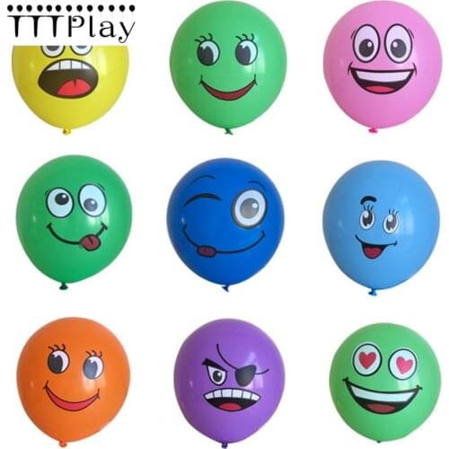 10pcs/lot 12 Inch Big Eyes Smiling Face Balloons Thick 2.8g Big Eyes Smile Printed Balloon Kids Birthday Party Balloons Supplies