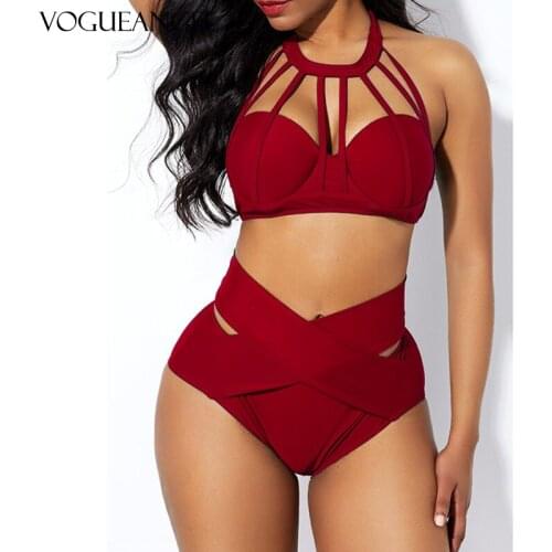 High Waist Bikini Set Plus Size 2021 Mujer Push Up Bandage Bikini Swimwear Women Two Pieces Swimsuit Strappy Bath Biinitrate 5XL