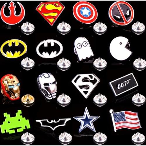 High quality superhero Brooch silvery alarm clock cross pistol Brooch new fashion mens Wedding Shirt Collar Badge Pin gift