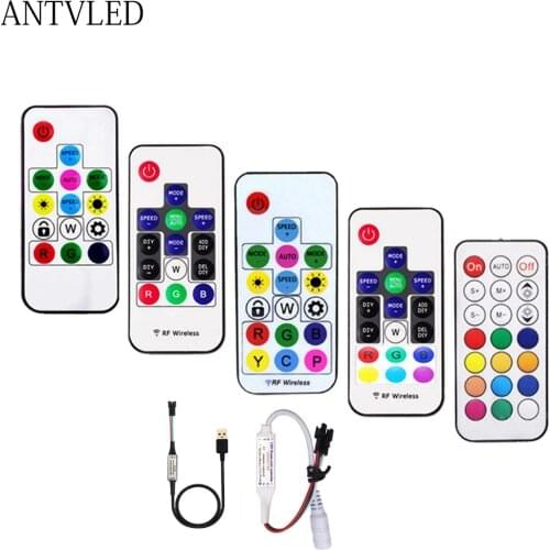 WS2812B WS2811 LED Pixel Strip Light Controller USB/DC 3Keys RF 14/17/21Keys With Remote Controller DC5-24V