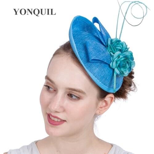Elegant Ladies Roya Fascinators Imitation Sinamay Fascinator Women Derby Feather Hat Wedding Party Hair Accessories Feather Hats