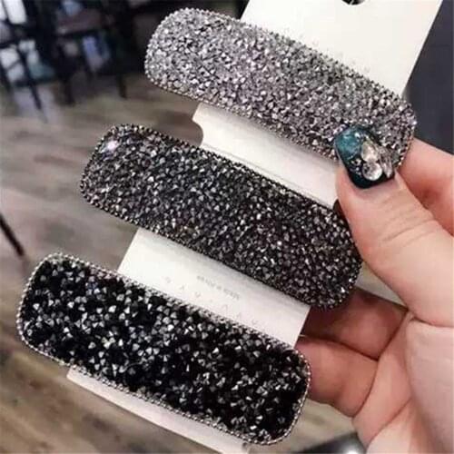 1pcs Women Shining Crystal Rhinestone Hairpins Barrettes Girl Kids Cute Geometric Hair Clips Seed Beads Hairgrip Hair Accessorie