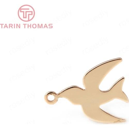 10PCS 12x14MM 24K Champagne Gold Color Plated Brass Swallow Charms Pendants High Quality Diy Jewelry Accessories