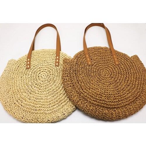 10pcs Straw Weaving Handbag Classic Style for Women Storage Bags High Capacity Travel Shopping Bag Fashion WB57