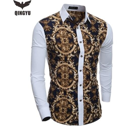 2018 New Mens brand Long Sleeve Shirt Male High Quality Tops Shirt Fashion Men Casual Dress Shirts Slim Hawaiian Shirt Size XXL