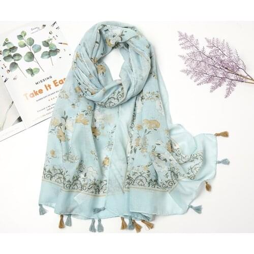 2020 Newest Floral Printing Tassel Scarf Hijab Fashion Women Shawls Muslim Turbans High Quality Wrap 1pc Retail