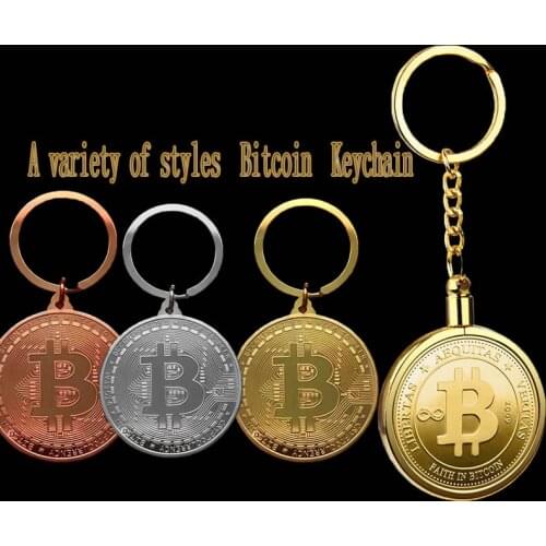 2021 New 1 Piece Bitcoin Pendant Keychain Coin Key Ring Jewelry Collector A Variety of Styles Friend Gift Key Decoration Coin