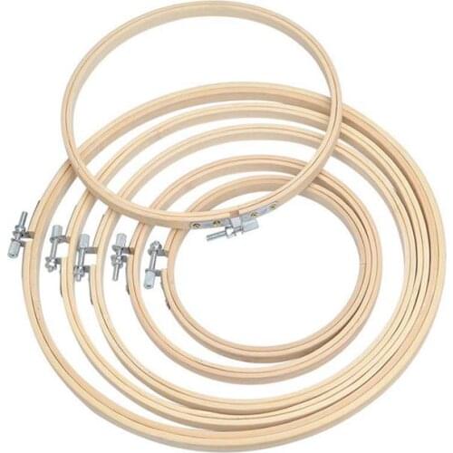 6 Sets Embroidery Hoop Cross Stitch Bamboo Hoop Ring Adjustable Circle Set (5inch 6inch 6.7inch 8inch 9inch 10inch)