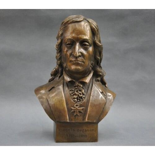 8'' Italian Great Musician Niccolo Paganini Bust Bronze Statue