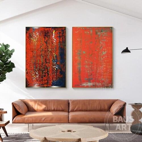 Abstract Minimalist Painting Blue And Red Art Prints