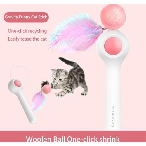 Automatically Retractable Gravitational Funny Cat Toy Kitten Self-Hey Feather Tease Fairy Stick Interactive Cat Supplies