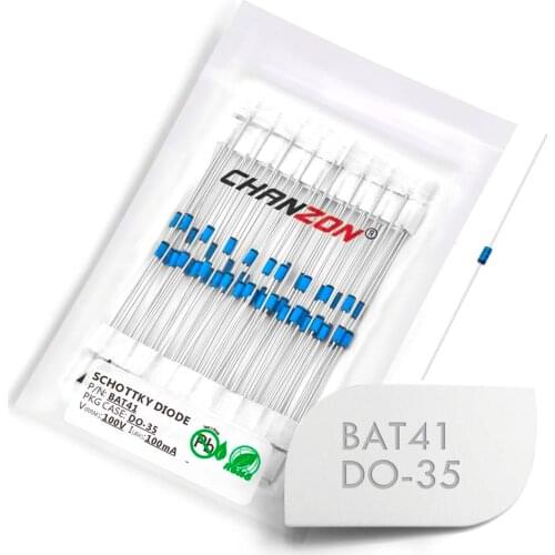 50 Pcs) BAT41 Schottky Barrier Rectifier Small Signal Switching Diodes 100mA 100V DO-35 (DO-204AH) Axial 0.1A 100 Volt