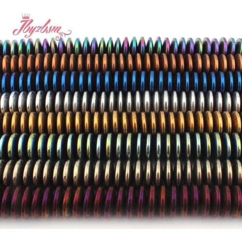 3x12mm Rondelle Smooth Hematite No Magnetic Natural Stone Beads For Necklace Bracelet Jewelry Making 15" Wholesale Free Shipping