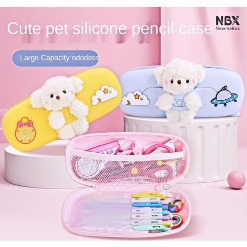 NBX Pencil Case Storage Box Lovely Pink Cartoon Pen Bag for School Girl Kawaii Stationery Gift Pouch Eraser Holder IN